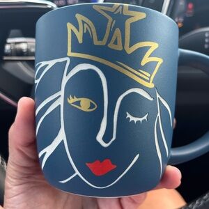 Starbucks Anniversary Blue Crown Wink Siren Etched Ceramic Handle Mug 14oz mug